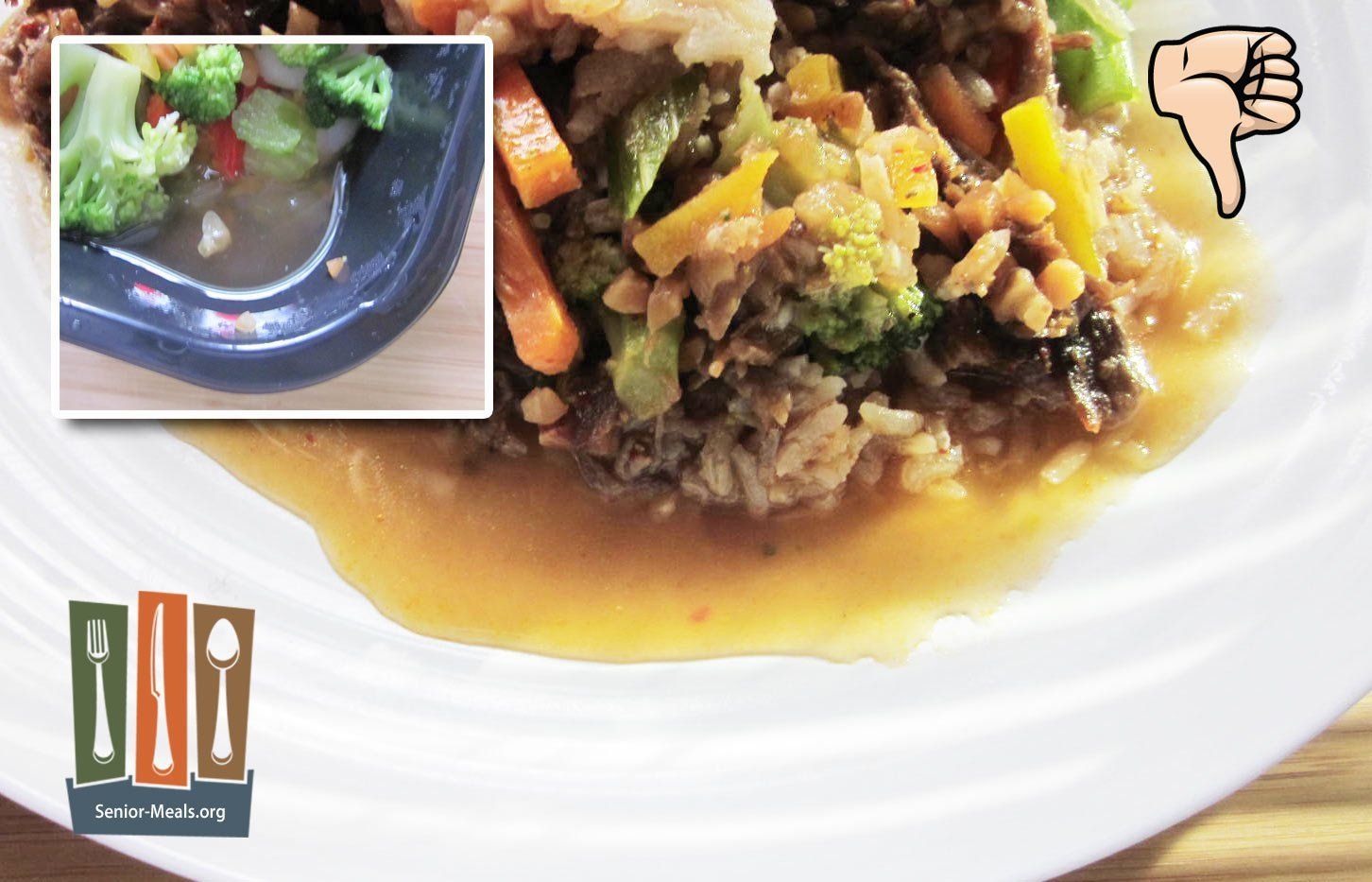 Another Reason No Other Meal Delivery Services Use Single Compartment Trays is to Protect  the Meal from Excessive Water that could come from Vegetables. Excessive Water Ruins the Texture and Flavor of the Meal, as Shown Here.