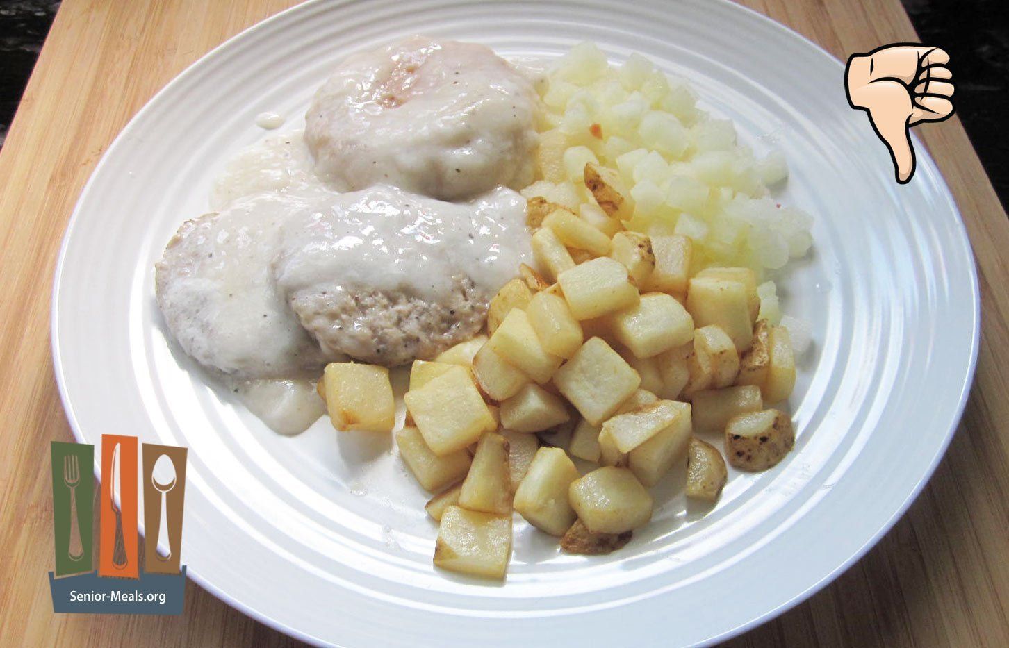 Sausage Patties and Biscuit with Country Gravy, Hashbrowns and Cinnamon Apples