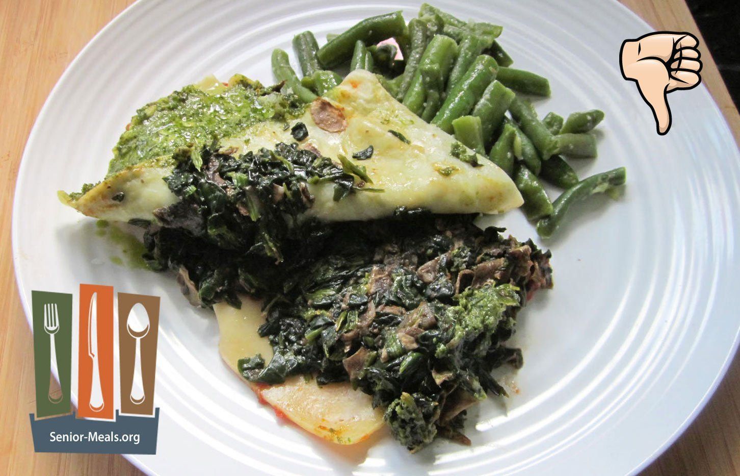 Spinach with Canned Mushrooms Lasagna and Garlic Green Beans