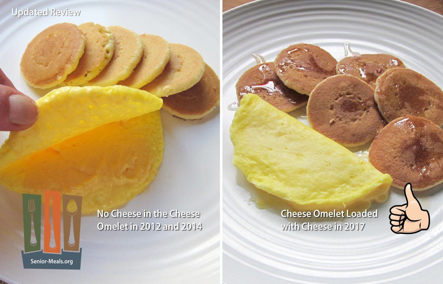 Cheese Omelet with Mini Pancakes and Syrup