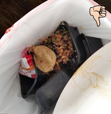 7 of the 12 meals we ordered (58%) were inedible and thrown out.
