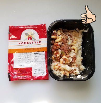 Improvement: A red label means there is not an item in the tray, and has different reheating directions.