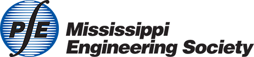 Mississippi Engineering Society Mississippi Engineering Society logo with a blue circle and letters P/E.