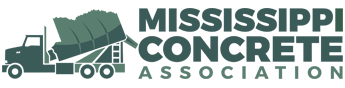 Mississippi Concrete Association Logo of Mississippi Concrete Association: cement truck with concrete, teal text.