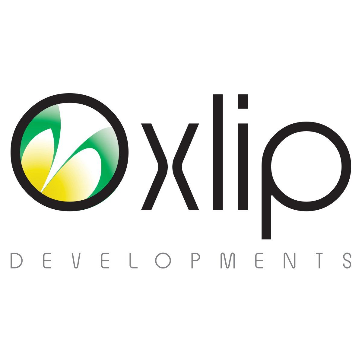 A logo for oxlip developments with a green and yellow circle