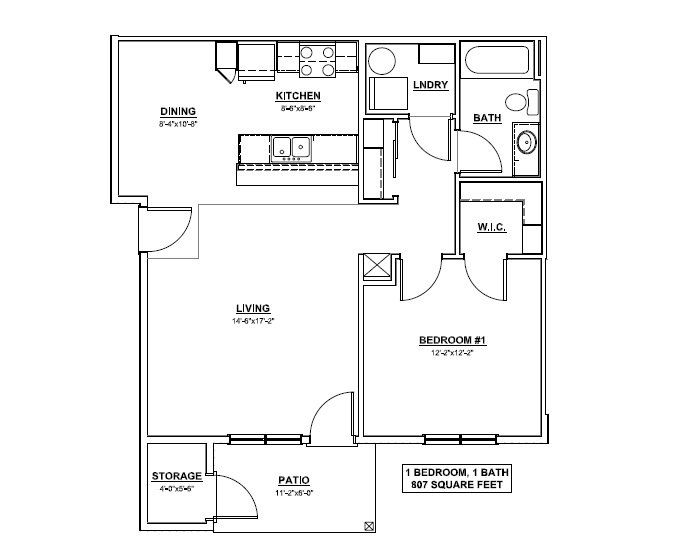 1x1- Ash Floorplan