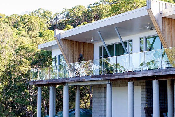 modern home in woods