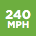 240 MPH, white text on a green square.