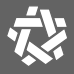 White interwoven geometric shape on a gray background.