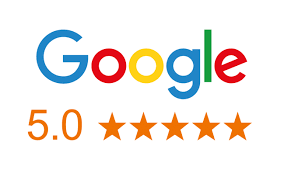 Google logo with a 5-star rating, indicating a 5.0 score.