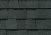 Dark gray asphalt roof shingles.