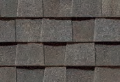 Gray asphalt roof shingles.