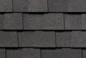 Dark gray asphalt roof shingles.