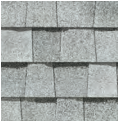 Gray asphalt roof shingles.
