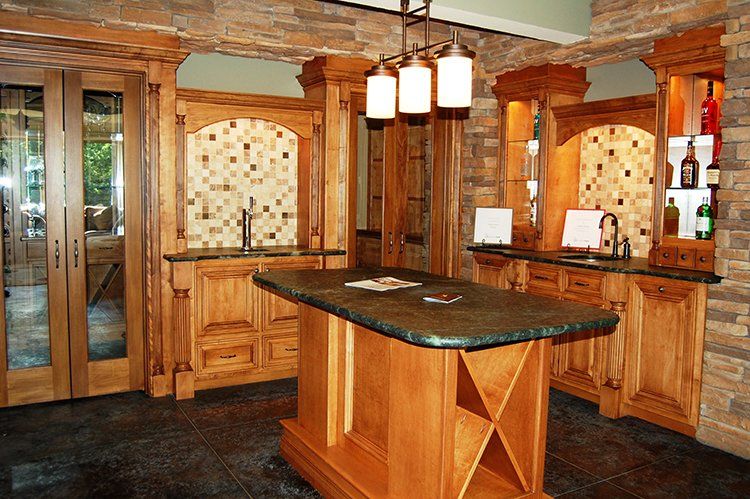 Wooden & Tile Wet Bar by Hansman Custom Homes in Mid-MO