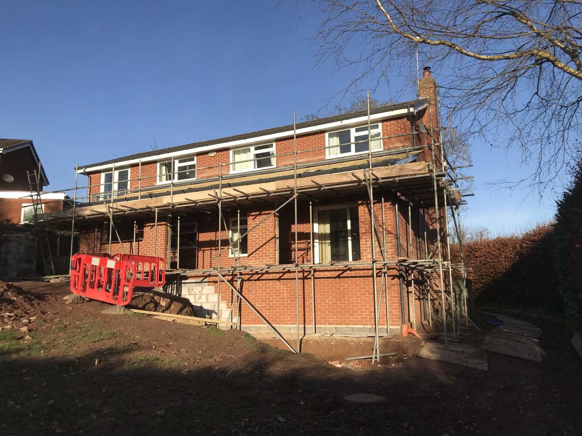 scaffolding around a new build home