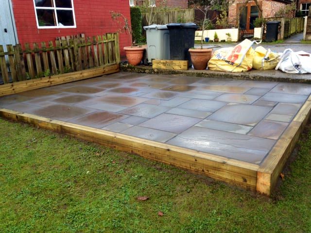 Newly laid patio paving slabs