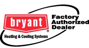 The bryant logo is a factory authorized dealer for heating and cooling systems.