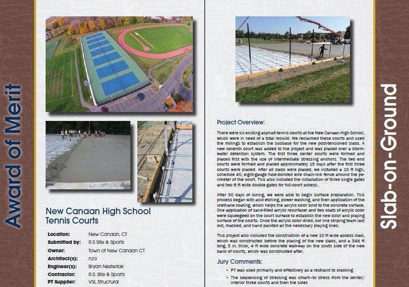 Post Tensioning Institute Award | Tennis Court Resurfacing | R.S. Site & Sports
