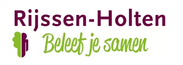 Logo for Rijssen-Holten with a green and purple emblem and the words 