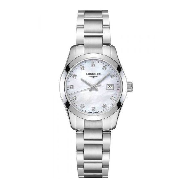 LONGINES CONQUEST DIAMOND SET MOTHER-OF-PEARL DIAL SILVER BRACELET WATCH LONGINES CONQUEST DIAMOND SET MOTHER-OF-PEARL DIAL SILVER BRACELET WATCH