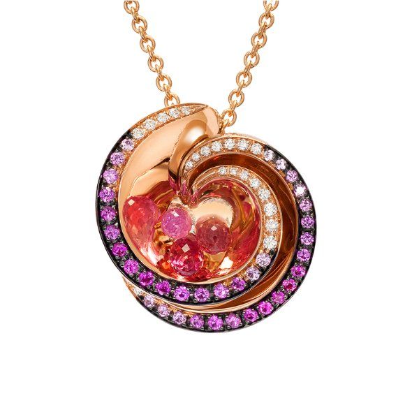 De Grisogono Chiocciolina 18K Pink Gold, Chiocciolina Diamonds, Pink Sapphires and Rubellites Pendant De Grisogono Chiocciolina 18K Pink Gold, Chiocciolina Diamonds, Pink Sapphires and Rubellites Pendant