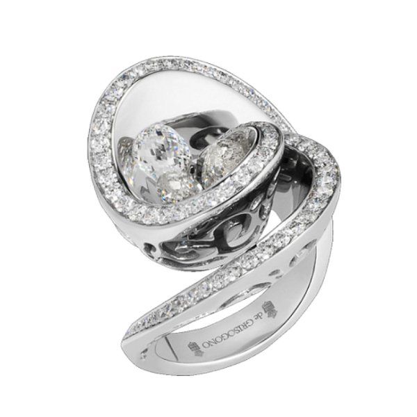 De Grisogono Chiocciolina 18K White Gold and White Floating Diamonds De Grisogono Chiocciolina 18K White Gold and White Floating Diamonds