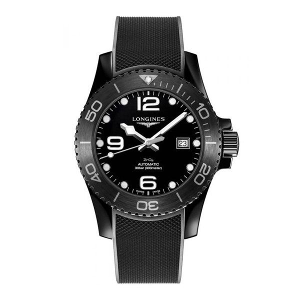 LONGINES HYDROCONQUEST AUTOMATIC BLACK DIAL RUBBER STRAP WATCH LONGINES HYDROCONQUEST AUTOMATIC BLACK DIAL RUBBER STRAP WATCH