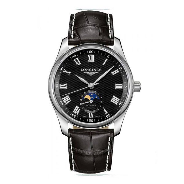 LONGINES MASTER AUTOMATIC BLACK DIAL BLACK LEATHER STRAP WATCH LONGINES MASTER AUTOMATIC BLACK DIAL BLACK LEATHER STRAP WATCH