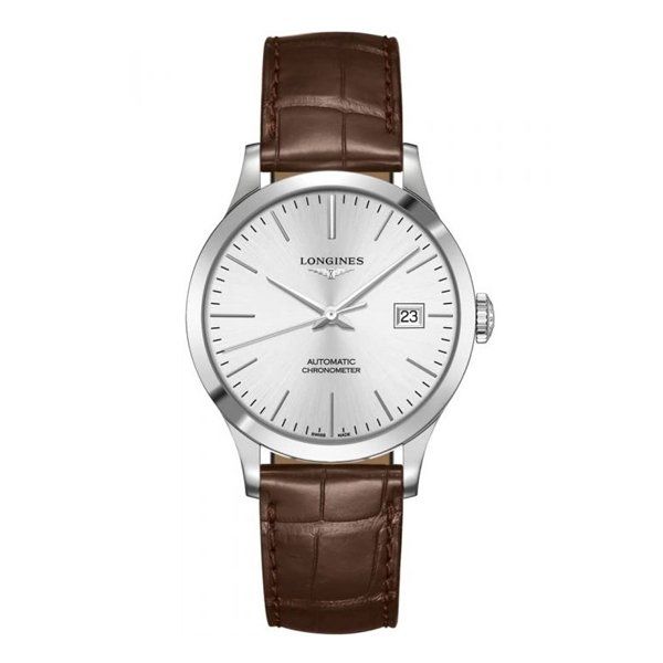 LONGINES MENS RECORD AUTOMATIC BROWN LEATHER STRAP WATCH LONGINES MENS RECORD AUTOMATIC BROWN LEATHER STRAP WATCH