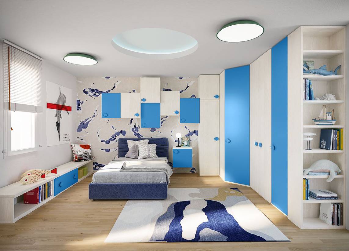 Cameretta per bambini azzurra