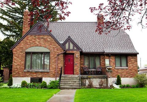 brick single family home