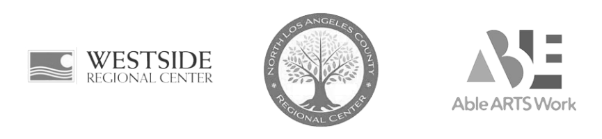 Logos for Westside Regional Center, North Los Angeles County Regional Center, and Able ARTS Work.