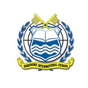 A logo for gaborone international school with a shield and keys
