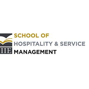The school of hospitality and service management logo is on a white background.