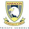The logo for maragon private schools has a bald eagle on it.