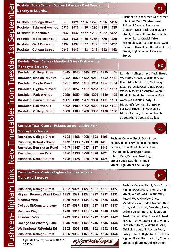 Bus timetable