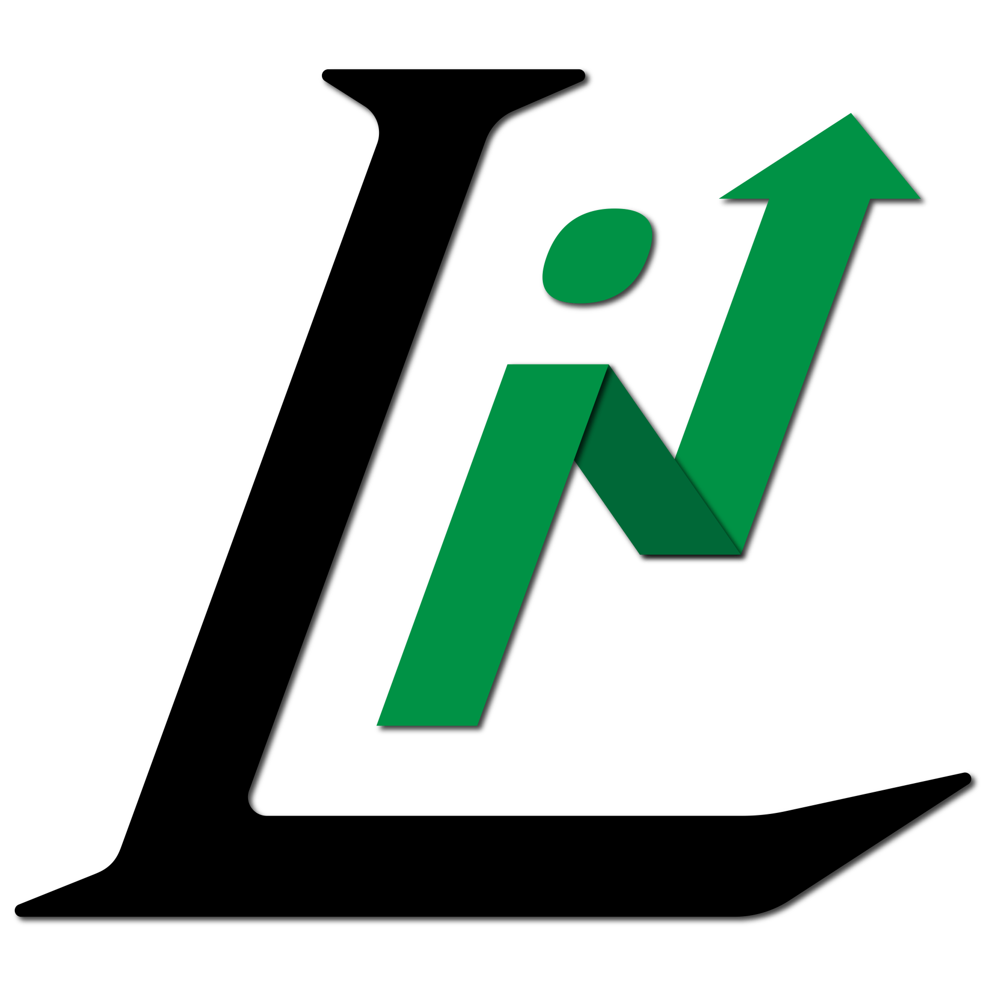 A black letter l with a green arrow pointing up. Leadership Industries logo