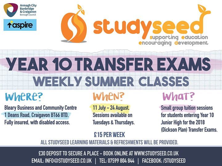 Dickson Plan Year 10 Transfer Exams Summer 2017 Craigavon Classes Studyseed Tuition