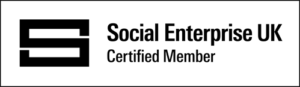 Logo for Social Enterprise UK, Certified Member, with a black 