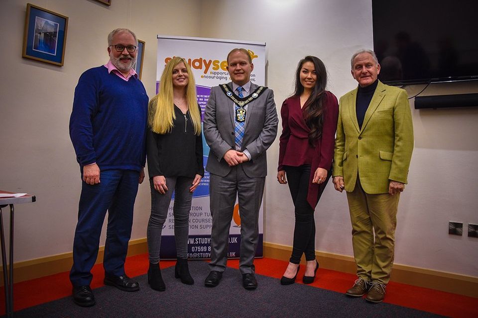 (L-R) Adrian Farrell (President of Portadown Chamber of Commerce), Jayne Hamilton (Studyseed Director), ABC Council Lord Mayor Gareth Wilson, Siofra Frost (Studyseed Director), Dr Arthur Cassidy.