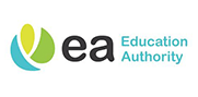 Logo for the Education Authority, with a colorful abstract design and text that reads 