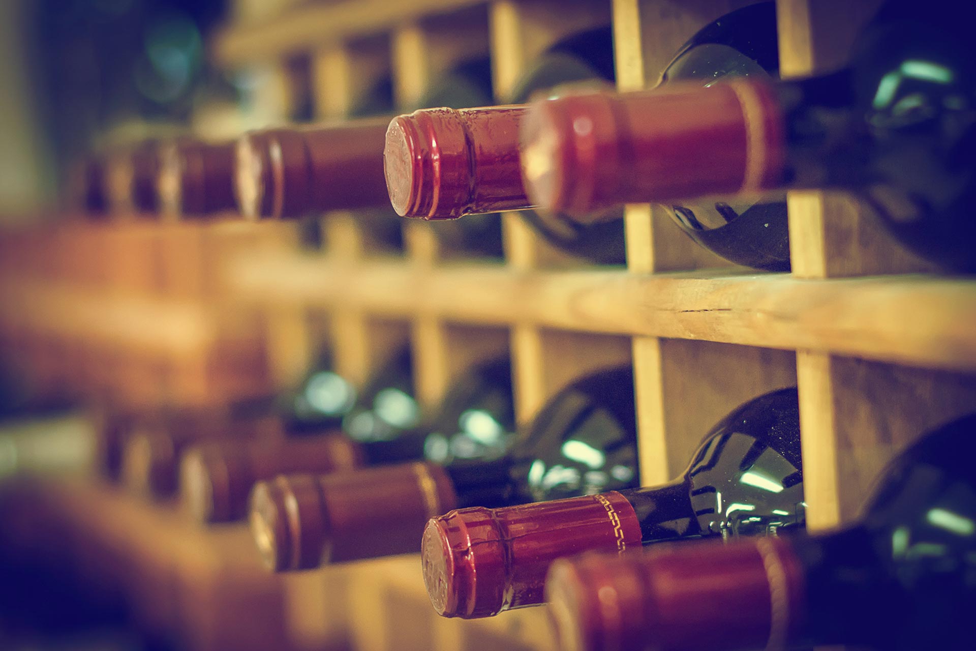 wine bottle stored in a rack