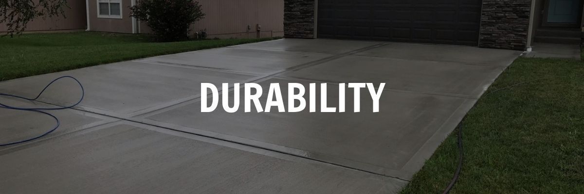 Concrete driveway with the word 