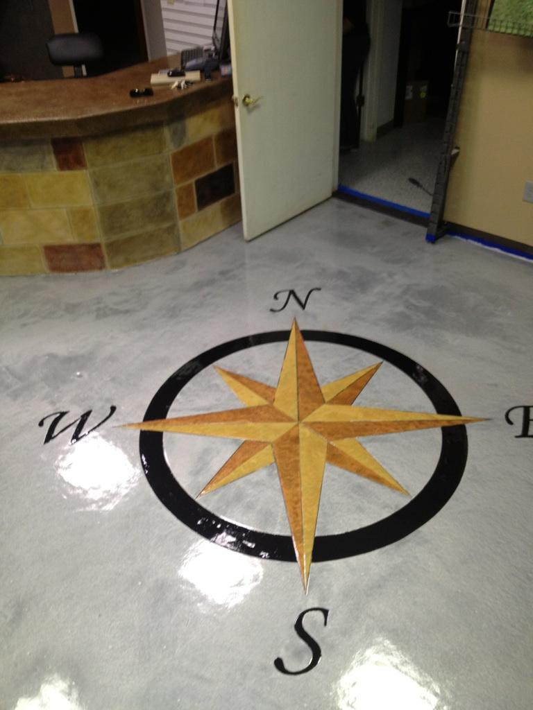 Floor with Compass Design — Helotes, TX — Easter Concrete Contracting