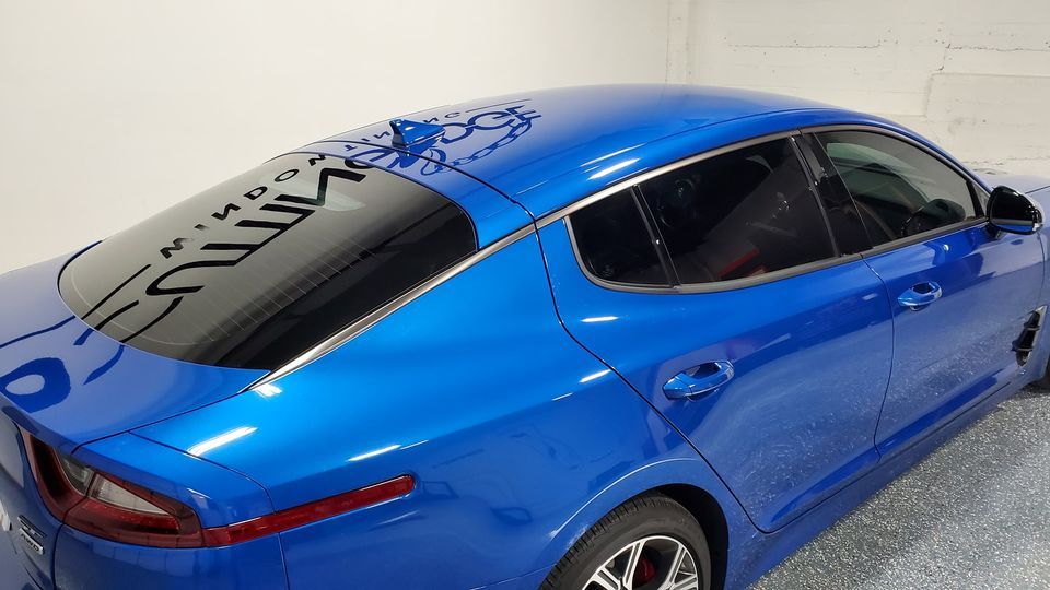Blue Tinted Sports Car — Elgin, IL — Cutting Edge Window Tinting