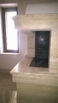 Fireplace made of White Navona Travertine