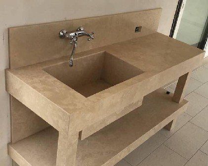 Mobile con lavabo integrato in Travertino a falda