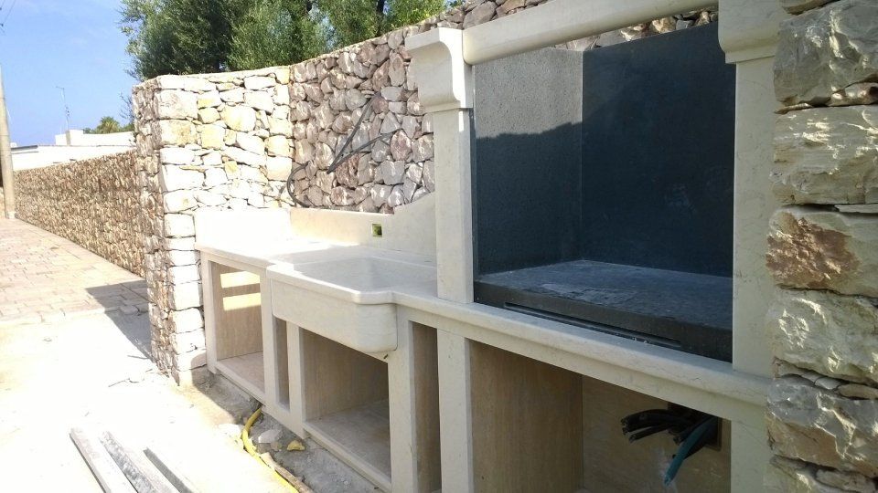Outdoor stone kitchen and BBQ