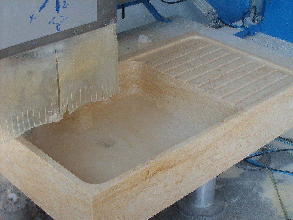Carved stone basin